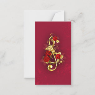 Golden Treble Cleve mit Rose Blume Mitteilungskarte