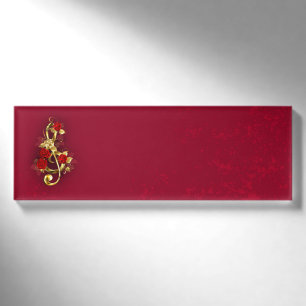 Golden Treble Cleve mit Rose Blume Namenschild
