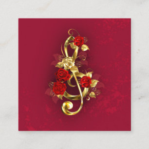 Golden Treble Cleve mit Rose Blume Rabattkarte