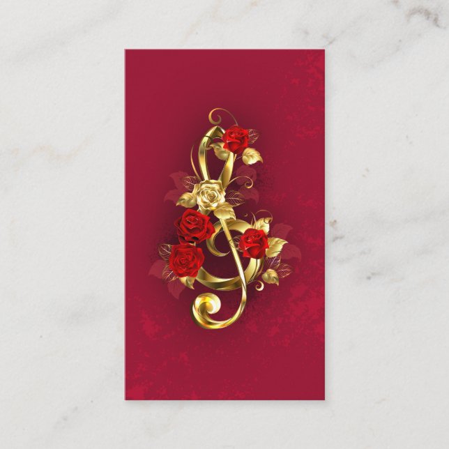 Golden Treble Cleve mit Rose Blume Rabattkarte (Vorderseite)