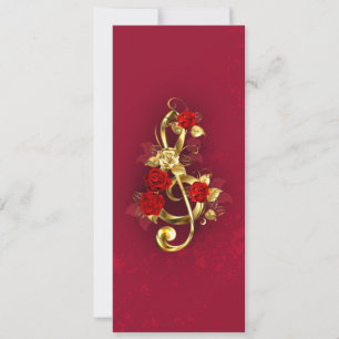 Golden Treble Cleve mit Rose Blume Save The Date