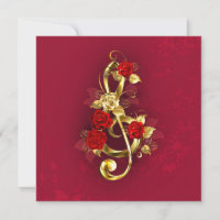 Golden Treble Cleve mit Rose Blume