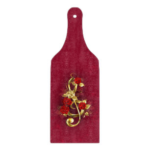 Golden Treble Cleve mit Rose Blume Schneidebrett