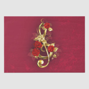 Golden Treble Cleve mit Rose Blume Seidenpapier