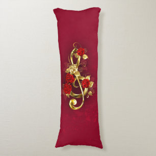 Golden Treble Cleve mit Rose Blume Seitenschläferkissen