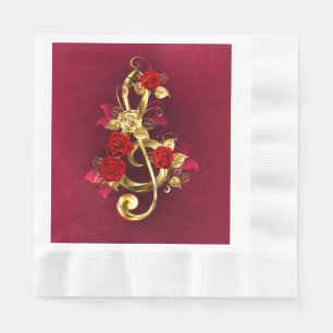 Golden Treble Cleve mit Rose Blume Serviette