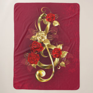 Golden Treble Cleve mit Rose Blume Sherpadecke
