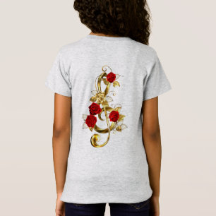 Golden Treble Cleve mit Rose Blume T-Shirt
