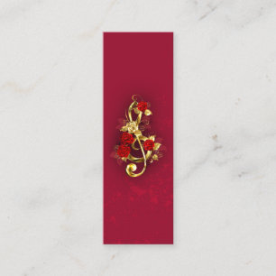 Golden Treble Cleve mit Rose Blume Telefonnummerkarte