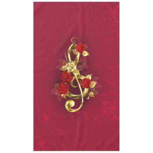 Golden Treble Cleve mit Rose Blume Tischdecke