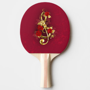 Golden Treble Cleve mit Rose Blume Tischtennis Schläger