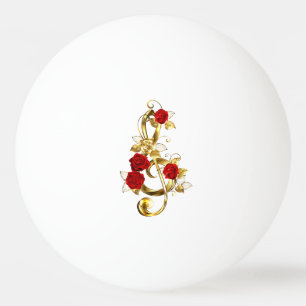 Golden Treble Cleve mit Rose Blume Tischtennisball