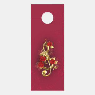 Golden Treble Cleve mit Rose Blume Türanhänger