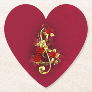 Golden Treble Cleve mit Rose Blume Untersetzer