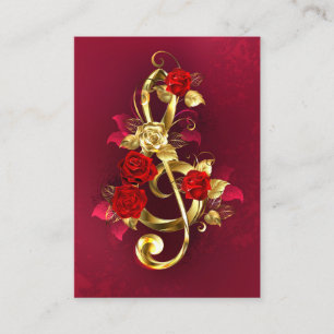 Golden Treble Cleve mit Rose Blume Visitenkarte