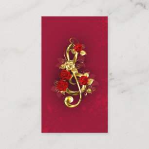 Golden Treble Cleve mit Rose Blume Visitenkarte
