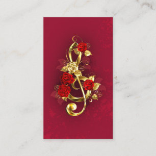 Golden Treble Cleve mit Rose Blume Visitenkarte