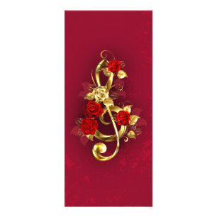 Golden Treble Cleve mit Rose Blume Werbekarte