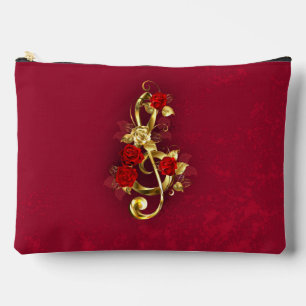 Golden Treble Cleve mit Rose Blume Zubehörtasche