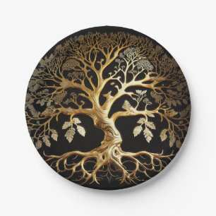 Golden Tree of Life Yggdrasil Pappteller