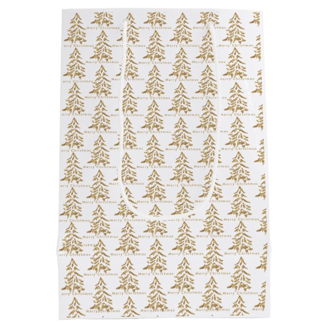 Golden Trees Frohe Weihnachten Mittlere Geschenktüte (Rückseite)