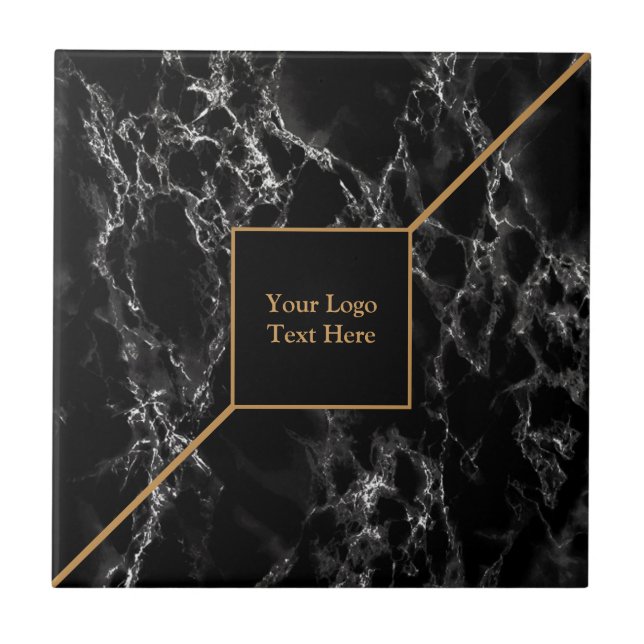 Golden Trendy Black Marble Stone - Anpassbar - Fliese (Vorderseite)