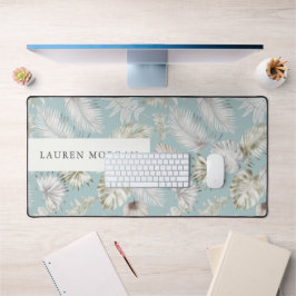 Golden Tropic Greenery Monogram Schreibtischunterlage