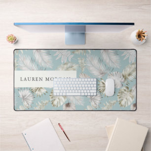 Golden Tropic Greenery Monogram Schreibtischunterlage