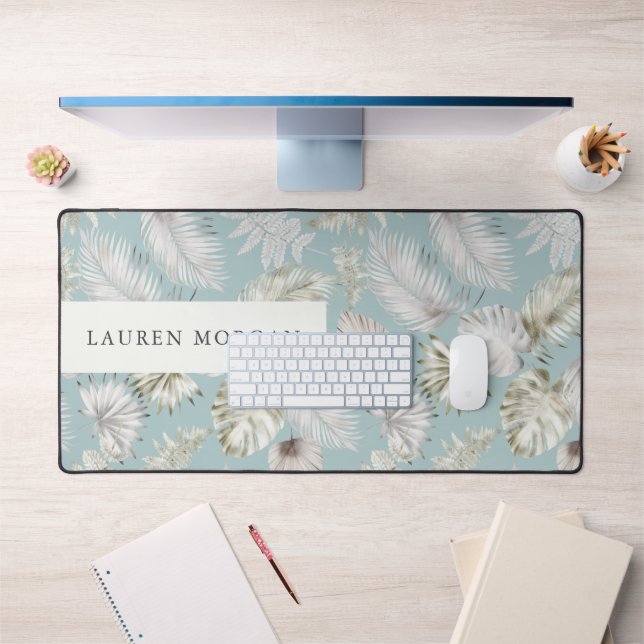 Golden Tropic Greenery Monogram Schreibtischunterlage (Büro 1)