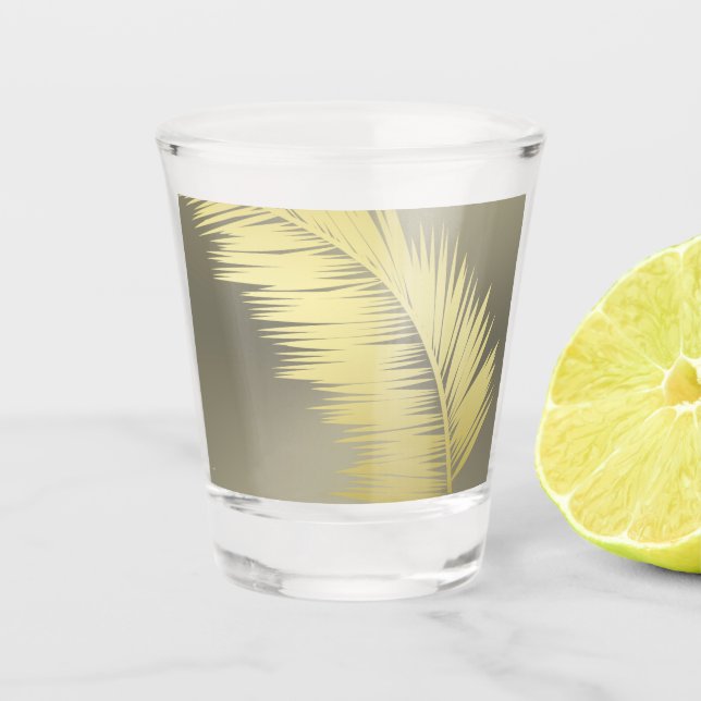 Golden Tropical Palm Blätter Schnapsglas (Vorderseite)