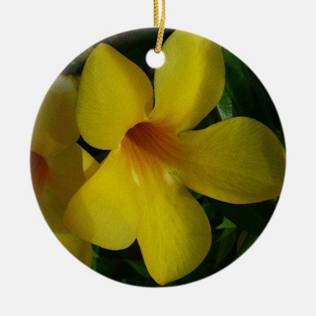 Golden Trumpet Blume II Tropical Keramik Ornament (Vorne)