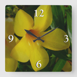Golden Trumpet Blume II Tropical Quadratische Wanduhr