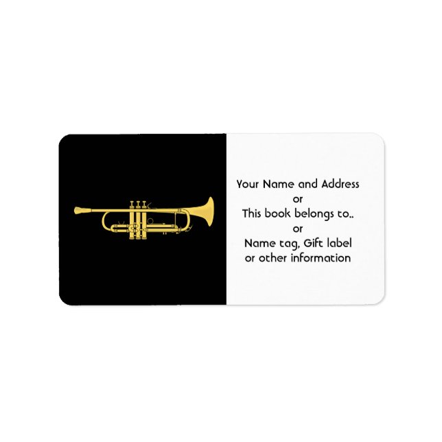 Golden Trumpet Music Theme Adressaufkleber (Vorne)