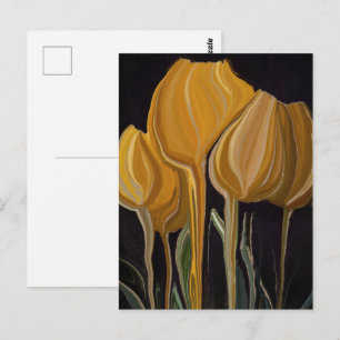 Golden Tulip Trio auf Schwarz Postkarte