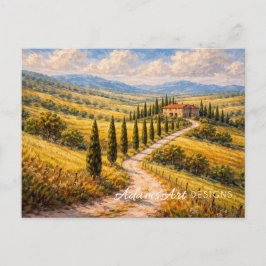 Golden Tuscan Countryside Villa Landscape Postkarte