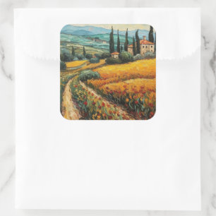Golden Tuscany Dreams Quadratischer Aufkleber