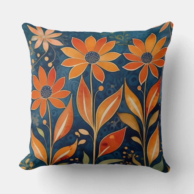 Golden Twilight Floral Kissen (Vorderseite)