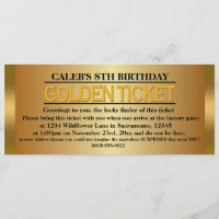GOLDEN TYPE DE BILLET Anniversaire Fête Invitation