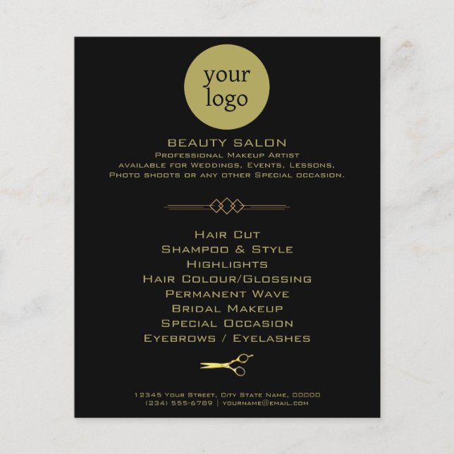 Golden und Black Beauty Salon Flyer (Vorne)
