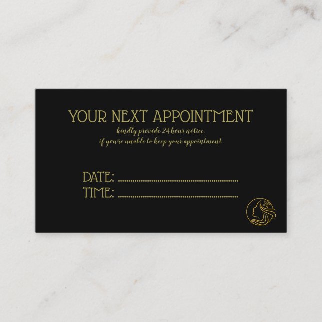 Golden und Black Beauty Salon Terminkarte (Vorderseite)
