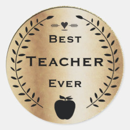 Golden und Black Laurel Wreath Best Teacher Award Runder Aufkleber