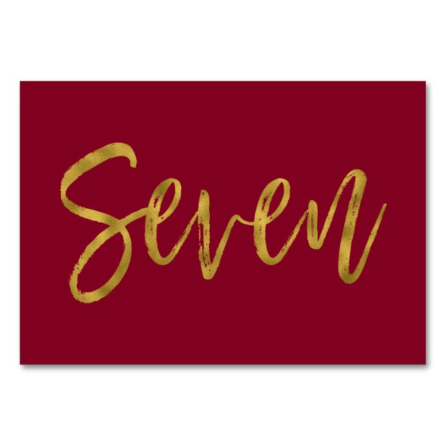 Golden und Burgund Elegante Tischnummer (Vorderseite)