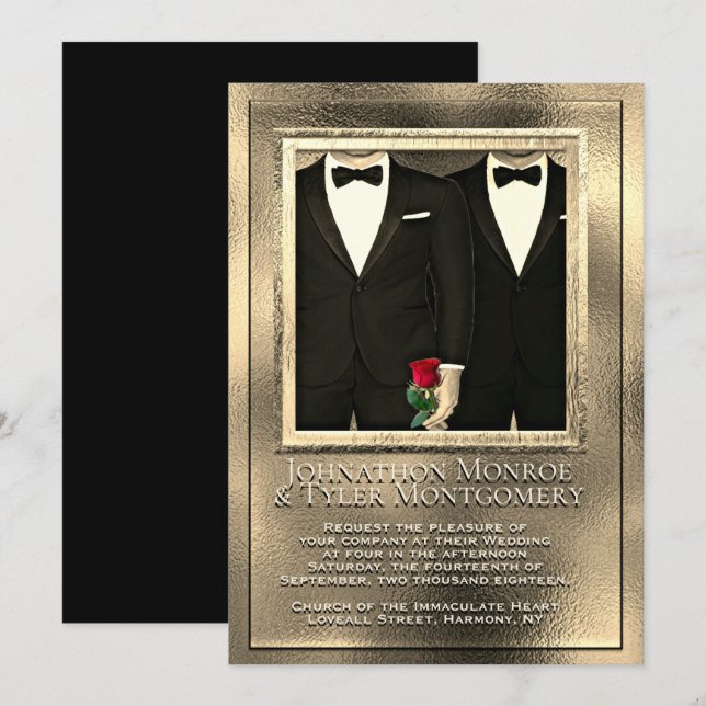 Golden und Gay Wedding Einladung (Vorne/Hinten)