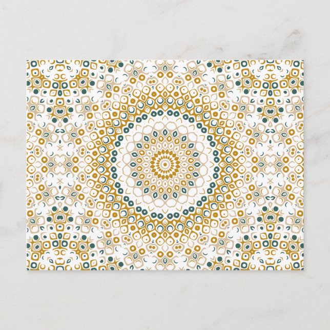 Golden und Green Geometric Mandala Pattern Postkarte (Vorderseite)