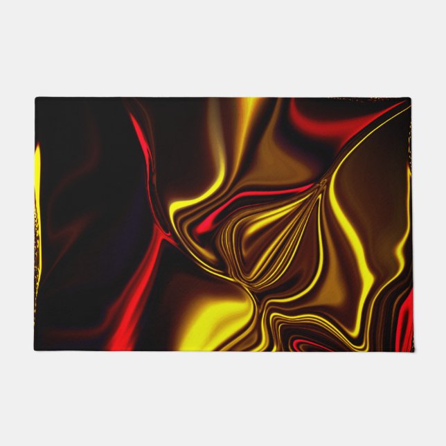 Golden und rot gebogene Striche mit dunklen Teilen Fußmatte (Vorderseite)