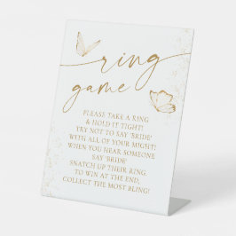 Golden und White Butterfly Brautparty Ring Game Sockelschild