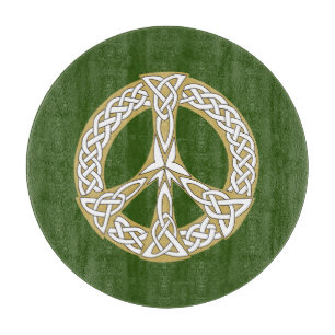 Golden und White Celtic Peace Sign Schneidebrett
