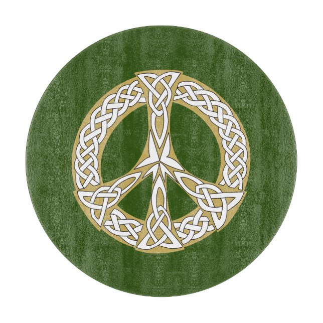 Golden und White Celtic Peace Sign Schneidebrett (Vorderseite)