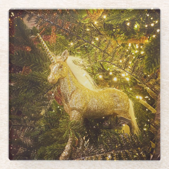Golden Unicorn Glasuntersetzer (Vorderseite)