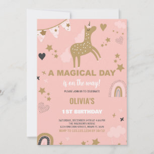 Golden Unicorn Invitations Anniversaire